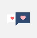 Love chat icon design for dating app design. Romantic bubble chat icon design with a cute heart.