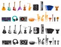 Set of musical instruments colorful vector illustration. Music collection. Royalty Free Stock Photo