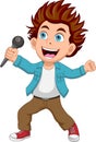 rocker boy singing cartoon Royalty Free Stock Photo