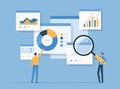 business data analytics with people team working on web report dashboard monitor and business finance investment design Royalty Free Stock Photo