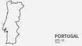 Vector line map of Portugal. Vector design isolated on white background. Web