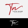 T, N, TN Initial letter logo. Alphabet TN Handwritten Signature logo