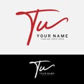 T, U, TU Initial letter logo. Alphabet TU Handwritten Signature logo