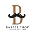 Initial Letter B Mustache Logo Design. Alphabet B Barber Shop Icon Royalty Free Stock Photo