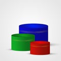 3D Vector Podium in Blue, Green, and Red High-Quality Graphic Design