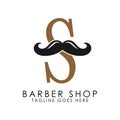 Initial Letter S Mustache Logo Design. Alphabet S Barber Shop Icon Royalty Free Stock Photo