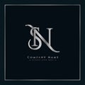 Creative Logo for Initials SN in Monogram Style - Vector Template for Initial Letter S and N Royalty Free Stock Photo