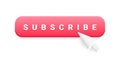 Subscribe button with white cursor pointing to the area for a click. User interface. Vector illustration. Royalty Free Stock Photo
