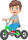 little boy riding tricycle cartoon Royalty Free Stock Photo