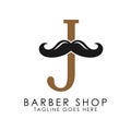 Initial Letter J Mustache Logo Design. Alphabet J Barber Shop Icon Royalty Free Stock Photo