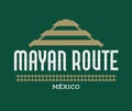 Mayan Route Mexico, piramid and Train lines destination emblem Royalty Free Stock Photo