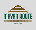 Mayan Route Mexico, piramid and Train lines destination emblem Royalty Free Stock Photo