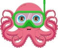 cute snorkeling octopus cartoon