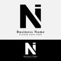 N, I, NI Letter Logo Design. Alphabet NI Initial Logo Vector Illustration