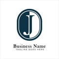 Letter J Logo in Oval shape. Alphabet J Business Icon in Round Shape