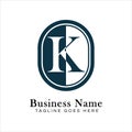 Letter K Logo in Oval shape. Alphabet K Business Icon in Round Shape