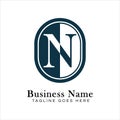 Letter N Logo in Oval shape. Alphabet N Business Icon in Round Shape