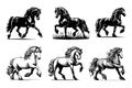 morgan horse silhouette style line art illustration