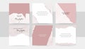 Minimalist pastel pink purple templates set with ripped torn paper texture, for social media post