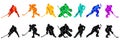 Men colorful silhouettes of hockey players. Hockey vector illustration Royalty Free Stock Photo