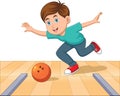 cute boy playing bowling Royalty Free Stock Photo