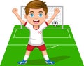 Happy Boy Football Player Celebrating Goal Royalty Free Stock Photo