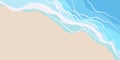 Summer Beach with Sand and Waves Top view in Cartoon style, Colorful Ocean background. Tropical Coast line, Landscape Royalty Free Stock Photo