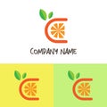 Letter C orange logo colorful illustration. Business logos selling fresh fruit offline and online Royalty Free Stock Photo