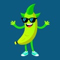 Cheerful Green Banana with Big Smile and Cool Sunglasses Playful Illustration Royalty Free Stock Photo