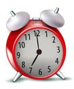Red alarm clock on white background, 3d vector Royalty Free Stock Photo