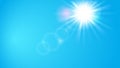 Sun light with bright shine. Sunny day weather with blue sky Royalty Free Stock Photo