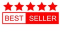 FIVE STARS BEST SELLER LABEL IN RED COLOR Royalty Free Stock Photo