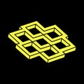 Optical illusion figures. Impossible objects. Line geometric shapes. Escher paradox. Optical art. Royalty Free Stock Photo