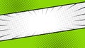 Sun rays with halftone on green background. vintage pop art focus template. blank comic thumbnail background. comic book template Royalty Free Stock Photo