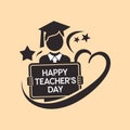 Heartfelt silhouette banner for Happy Teachers\' Day Royalty Free Stock Photo