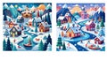 chrismas Winter Wonderland Scenes illustrations file. Royalty Free Stock Photo