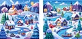 Christmas Winter Wonderland Scenes illustration file. Royalty Free Stock Photo