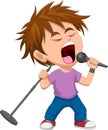 young boy singing rock music Royalty Free Stock Photo