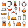 Comprehensive Kitchen Tools Silhouette Vector Collection Essential Cooking Utensils. Royalty Free Stock Photo