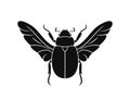 Scarab beetle logo. Isolated scarab beetle on white background. Flying scarab beetle Royalty Free Stock Photo