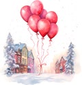 balloons, winter festive atmosphere of the city Royalty Free Stock Photo