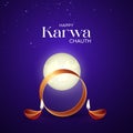 Happy Karwa Chauth Social Media Post and Greetings. Royalty Free Stock Photo