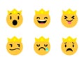 smiley pack 6 king face emotions with facial expressions happy, sad, disgusted, scared, angry, surprised Royalty Free Stock Photo
