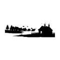 Fog in village vector silhouette illustration Royalty Free Stock Photo