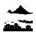 Fog in village vector silhouette illustration Royalty Free Stock Photo