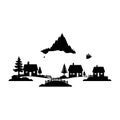 Fog in village vector silhouette illustration Royalty Free Stock Photo