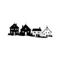 Fog in village vector silhouette illustration Royalty Free Stock Photo