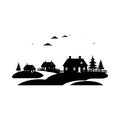 Fog in village vector silhouette illustration Royalty Free Stock Photo