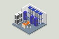 Server room isometric illustrated Royalty Free Stock Photo