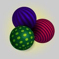 3d spheres in green blue red. shiny 3d sphere style Royalty Free Stock Photo